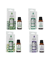 Pursonic 4-Pack Pure & Natural Essential Oils Collection – Eucalyptus, Lavender, Tea Tree, and Peppermint