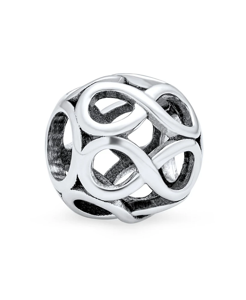 Bling Jewelry Valentine Heart Knot Charm Bead Sterling Silver for European Bracelet