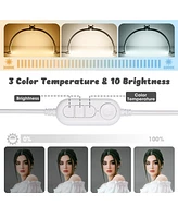 Byootique 40W Foldable Half Moon Nail Desk Lamp Led Nail Tech Light Phone Holder With Carry Bag For Manicure Beauty Salon Home Spa