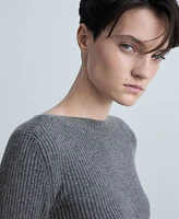 Mango Women's Boat Neck Ribbed Sweater