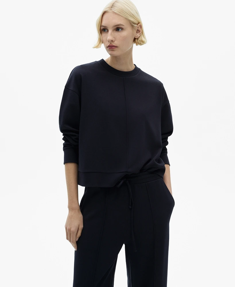 Mango Women's Stitching Detail Crew Neck Sweatshirt