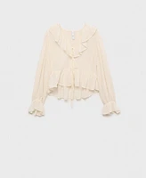 Mango Women's Ruffled Blouse Top