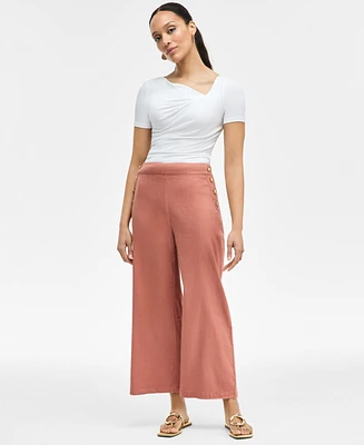 I.n.c. International Concepts Women's Button-Trim Wide-Leg Pants, Created for Macy's