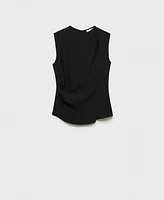 Mango Women's Sleeveless Draped Blouse Top