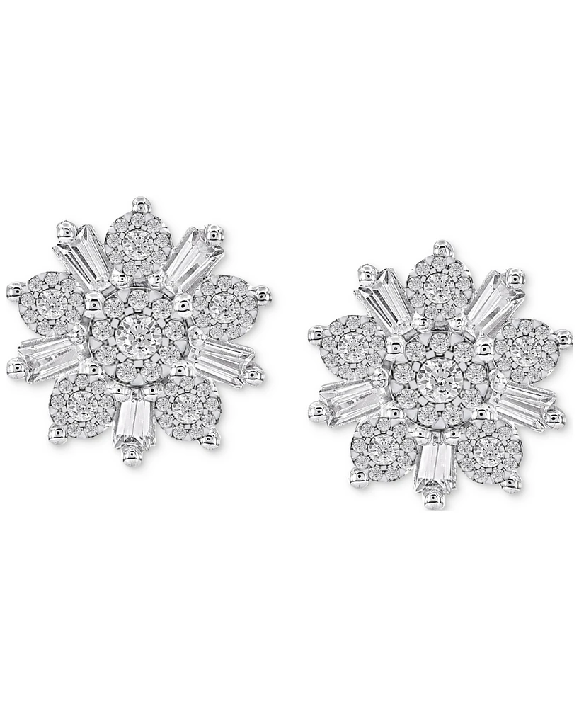 Diamond Flower Earrings (3/4 ct. t.w) in 14k White Gold