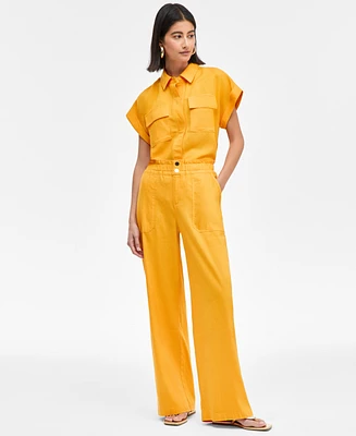 I.n.c. International Concepts Women's Linen Paperbag-Waist Pants, Created for Macy's