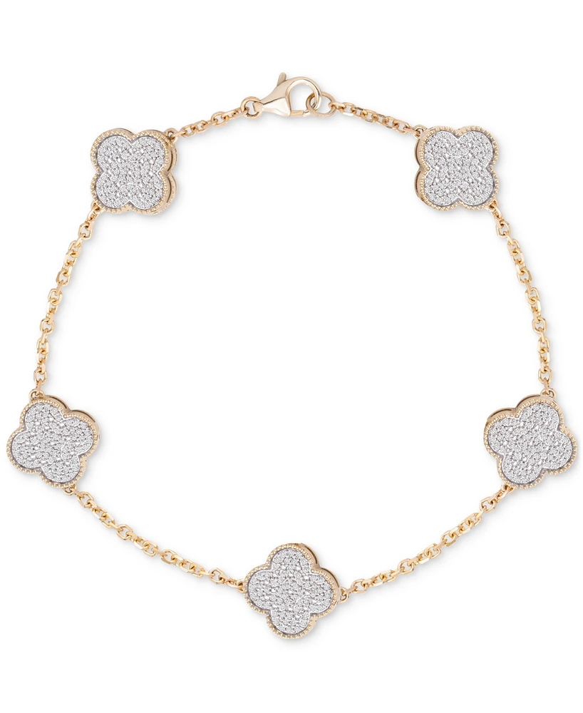 Men's Diamond Clover Flex Bracelet (1-1/4 ct t.w.) in 10k Gold