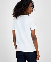 I.n.c. International Concepts Women's Cotton Embellished T-Shirt, Exclusively at Macy's