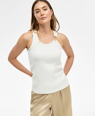 I.n.c. International Concepts Women's Perfect Ribbed Hardware-Trim Tank Top, Exclusively at Macy's