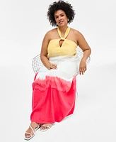 I.n.c. International Concepts Plus Sleeveless Halter Maxi Dress, Exclusively at Macy's