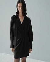 Mango Women's Shirt Collar Wrap Dress