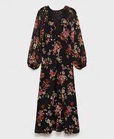 Mango Women's Floral Puff Sleeve Dress