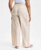 I.n.c. International Concepts Plus Drawstring-Waist Wide-Leg Cargo Pants, Exclusively at Macy's