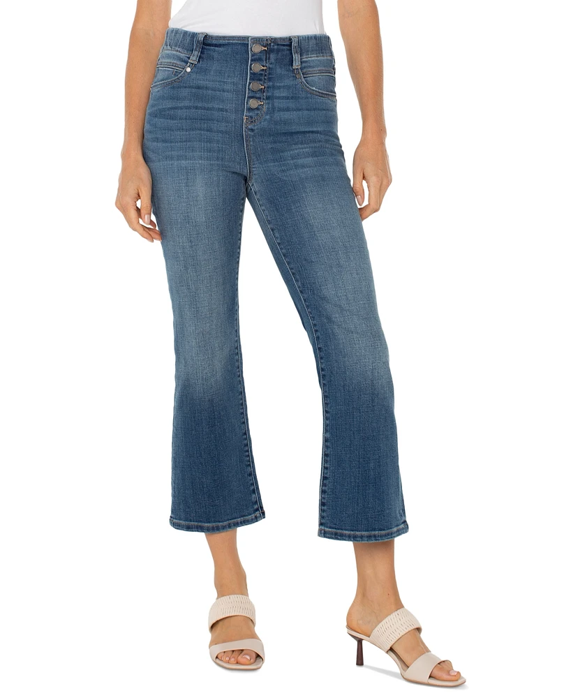 Liverpool Los Angeles Petite Gia Crop Flare Button Fly Jeans