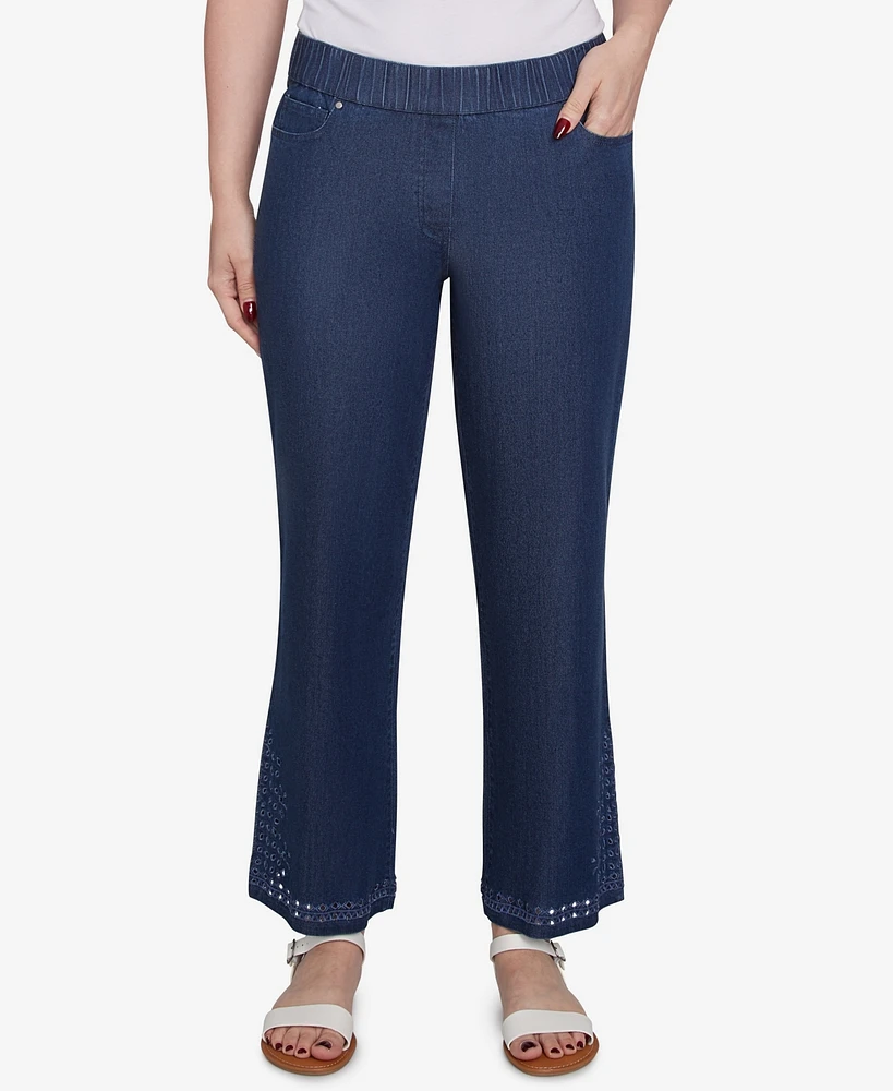 Ruby Rd. Petite Eyelet Embroidered Dark Bootcut Jeans