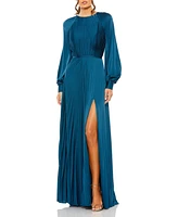 Mac Duggal Women's Sequin Gown with Embellished Hemline and Belt