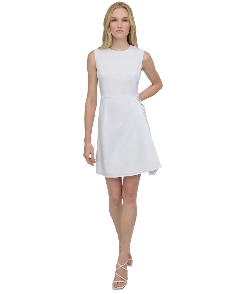Dkny Women's Side-Pleated Button-Trim Sleeveless Dress