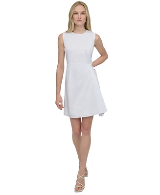 Dkny Women's Side-Pleated Button-Trim Sleeveless Dress