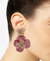 lonna & lilly Gold-Tone Crystal Openwork Flower Statement Earrings