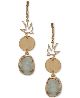 lonna & lilly Gold-Tone Bird, Pave & Drusy Stone Triple Drop Earrings