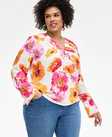 I.n.c. International Concepts Plus Cuffed Surplice Blouse