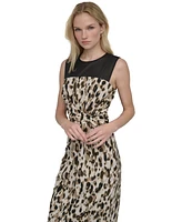 Dkny Women's Contrast-Yoke Side-Twist Sleeveless Dress