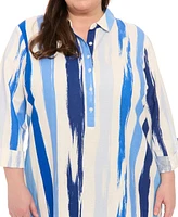 London Times Plus Printed Flounce-Hem Shift Dress