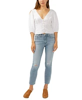 Silver Jeans Co. Women's Most Wanted Distressed Frayed-Cuff Straight-Leg Ankle