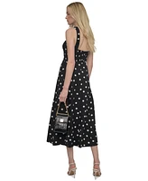 Dkny Petite Polka-Dot Crisscross Halter Midi Dress