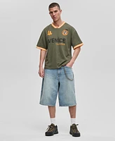 Mode of One Men's Relaxed Fit Short Sleeve Waffle-Knit Logo T-Shirt