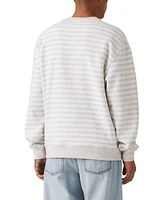 Levi's Men's Relaxed Fit Long Sleeve Logo Graphic Striped Crewneck Sweatshirt