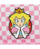 Super Mario Bros Princess Peach 10.6" Pink & White Checkered Mini Backpack