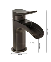 Waterfall Single Handle Single Hole Farmhouse Bathroom Faucet Bathroom Drip-Free Lavatory Rv Sink Faucet in Brushed Gold