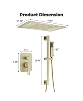 Luxury Shower Faucet with Adjustable Side Bar, 20" x 14" Led Rainfall System, Handheld 59" Hose, Lift Rod Design for Full Family Us