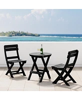 3-Piece Outdoor Hdpe Folding Patio Bistro Table and Chairs