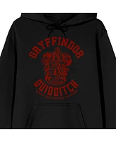 Harry Potter Men's Gryffindor Quidditch Crest Long Sleeve Black Adult Hooded Sweatshirt-xs