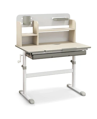 Height Adjustable Kids Study Desk with Tilt Desktop for 3-12 Years Old