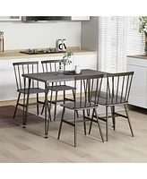 5-Piece Dining Table Set for 4 with 360 Swivel Feet for Small Place