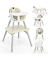 Gouun Kids 4-in-1 Convertible Table Chair Set with Pu Cushion