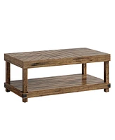 Tribesigns Farmhouse Coffee Table, 47-Inch Wood Center Table with Storage Shelf, 2-Tier Rectangle Cocktail Tea Table with Sturdy Frame for Living Room