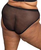 Curvy Couture Women's Plus Size Sheer Mesh High Cut Brief 3 Pack