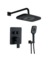 2-Function Shower System, Wall Mounted 10" Rain Head, High-Pressure Luxury Faucet Set with Temperature Display, Pressure Balancing Valve