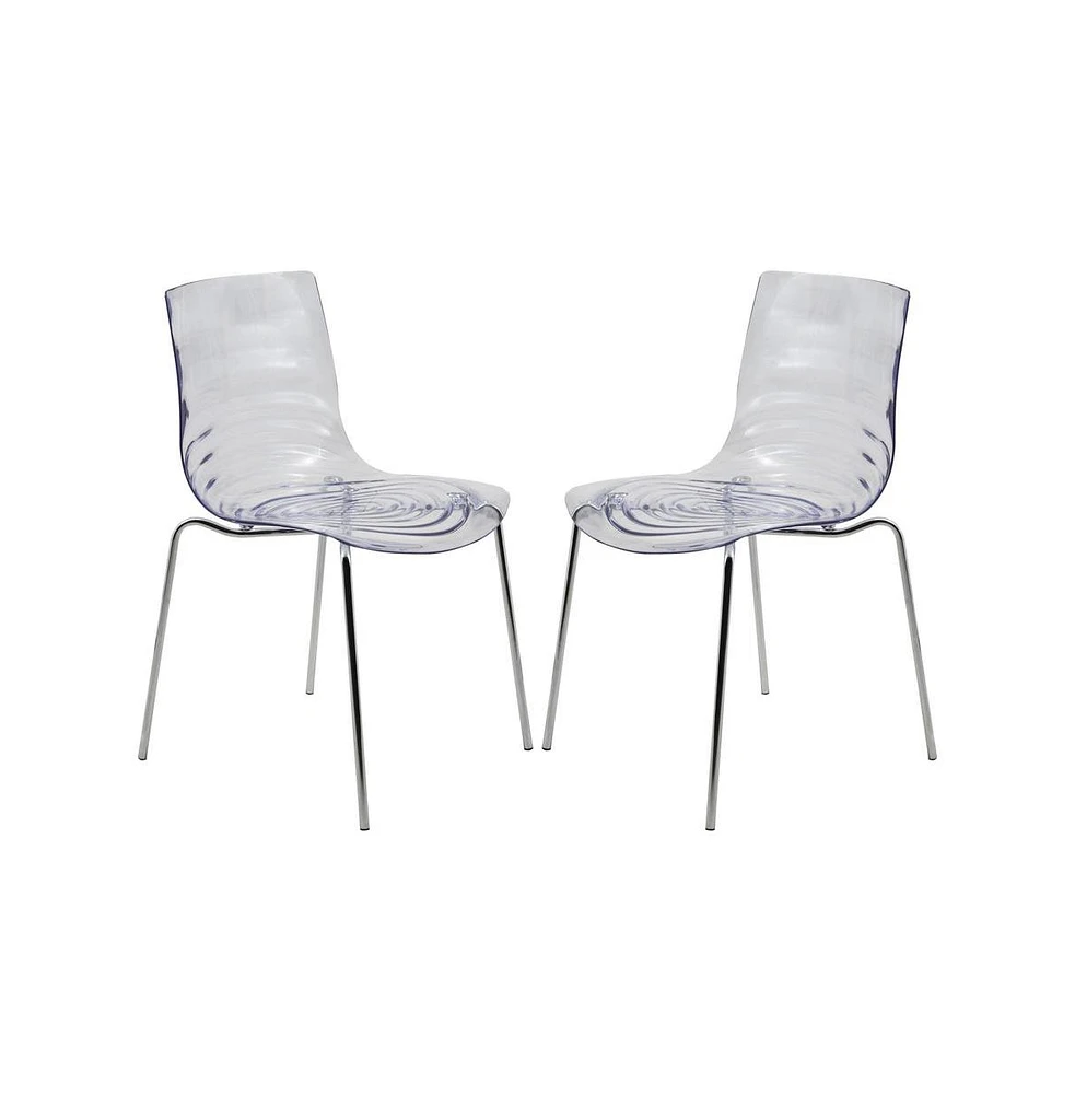 LeisureMod Astor Water Ripple Design Dining Chair Set of