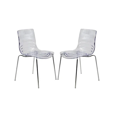 LeisureMod Astor Water Ripple Design Dining Chair Set of