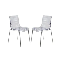 LeisureMod Astor Water Ripple Design Dining Chair Set of