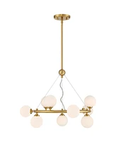 Brianna 23" Modern Chandelier Ceiling Light Fixture Dining Room Over Table Kitchen Island Foyer Ring Hanging Round 9-Light Gold Finish White Glass Hal