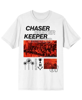 Harry Potter Chaser Beater, Keeper Seeker Quidditch Men's White Graphic Tee - 3XL