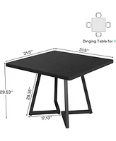 Tribesigns Square Dining Table for 4, 31.5" Industrial Dinner with Metal Base, Wood Kitchen Room, Small Space, Apartment