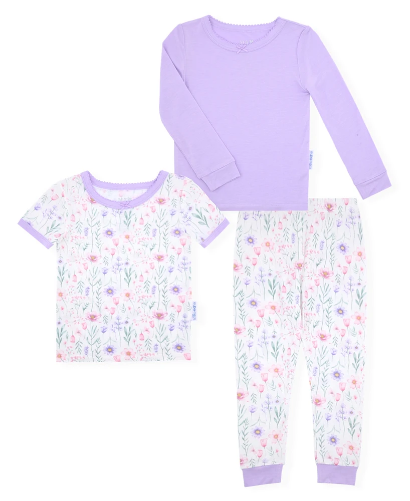 Max & Olivia Baby and Toddler Girls 3-Piece Print Pajama Set