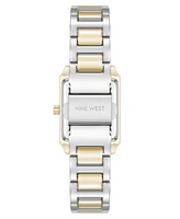 Nine West Women's Quartz Rectangular Two-Tone Metal Alloy Bracelet Watch, 24mm